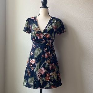Forever 21 Navy Floral Wrap Dress